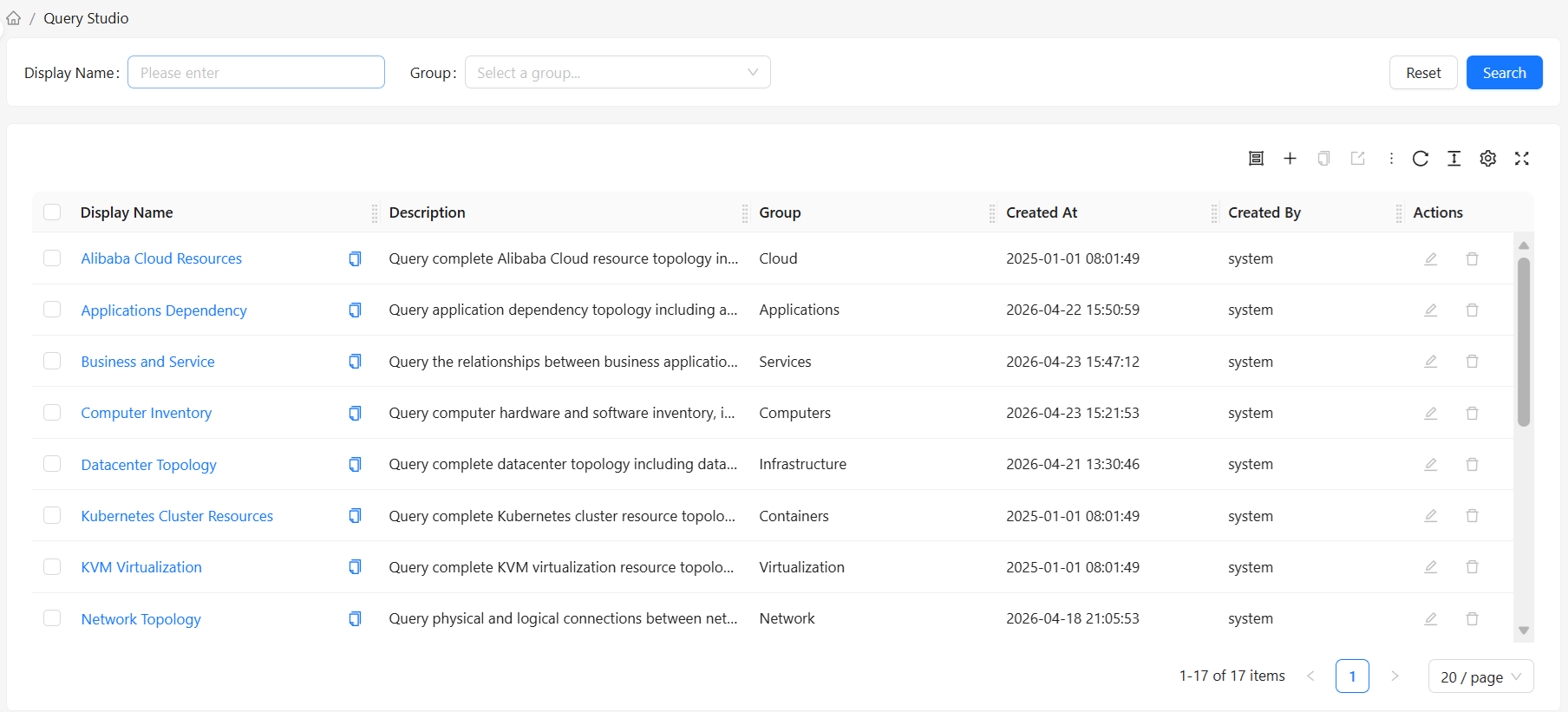 Query Studio Main Interface